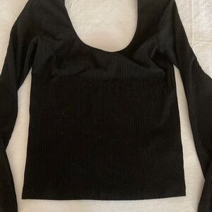 Club Monaco Black Long Sleeve Top ribbed